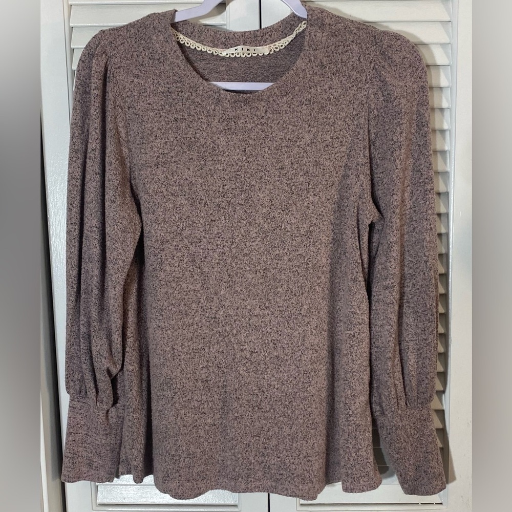 Kiki Long Sleeve Pullover Sweater Size Small Pink/Gray Heather Loose Fit So Soft